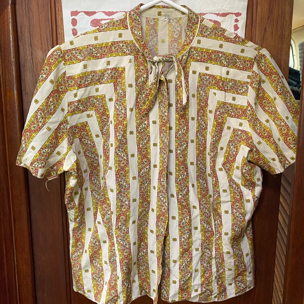 Judy Bond Button up top with tie neckline